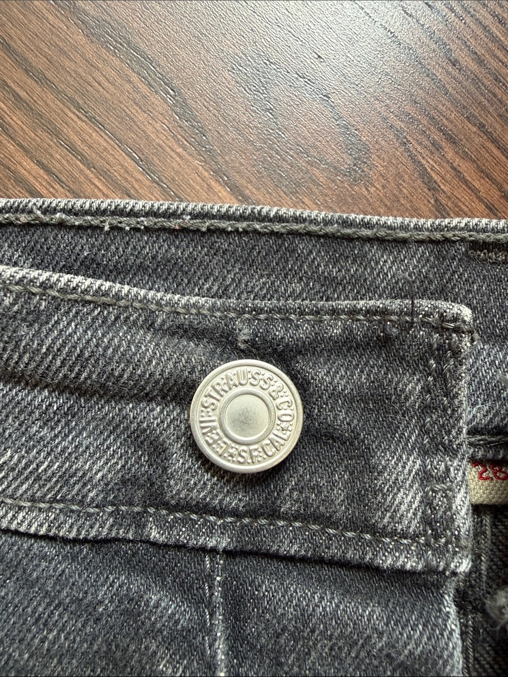 Levi's Black High-Rise Button-Fly Rolled Hem Jean Shorts - Picture 3 of 5